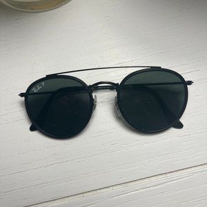 Raybans Black Round Double Bridge Sunglasses